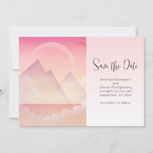 Dreamy Pastel Mountain Landscape Wedding Save The Date