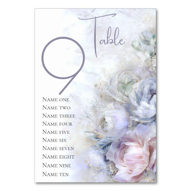 Dreamy Pastel Peonies Floral   Table Number (Front)