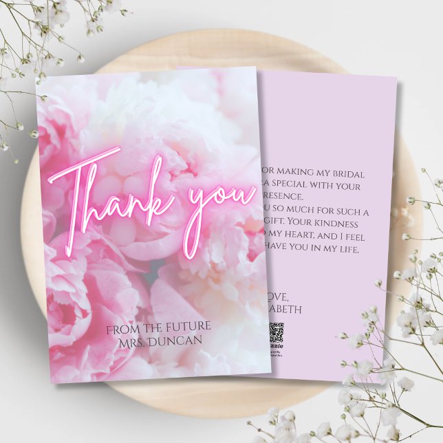 Dreamy Pastel Pink Peonies Floral Thank You Card (Creator Uploaded)
