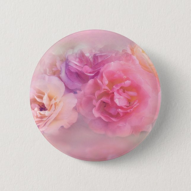 Dreamy Pastel Roses  Button (Front)