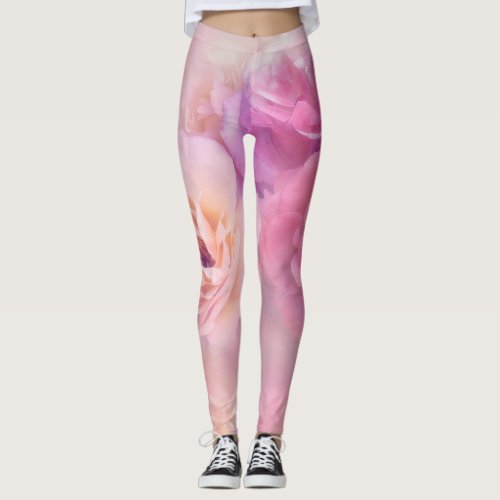 Dreamy Pastel Roses Leggings