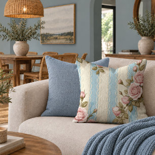 Dreamy Pastel Roses Shabby Chic Pillow Design