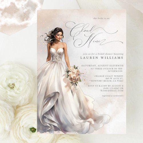 Dreamy Pastel Shes On Cloud Nine Bridal Shower Invitation