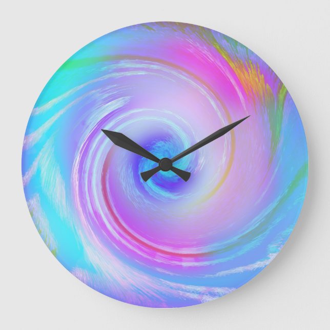 Dreamy Pastel Swirl Wall Art Large Clock (Front)