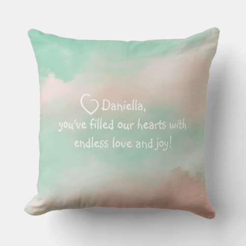 Dreamy Pastel Turquoise and Pink Cloud Pillow