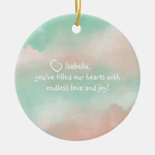 Dreamy Pastel Turquoise and Pink Sky  Ceramic Ornament