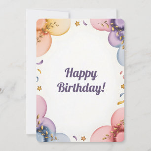 Dreamy Pastel Watercolor Floral Border with Gold Invitation