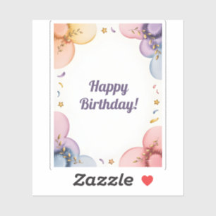 Dreamy Pastel Watercolor Floral Border with Gold Sticker