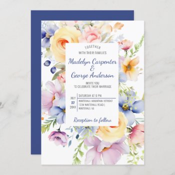 Dreamy Pastel Watercolor Florals Wedding Invitation by dmboyce at Zazzle