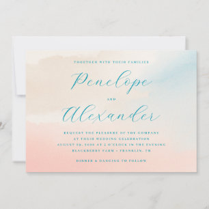 Dreamy Pastel Watercolor Wedding Invitation