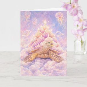 Dreamy Pastel Zefir Birthday turtle in clouds Card