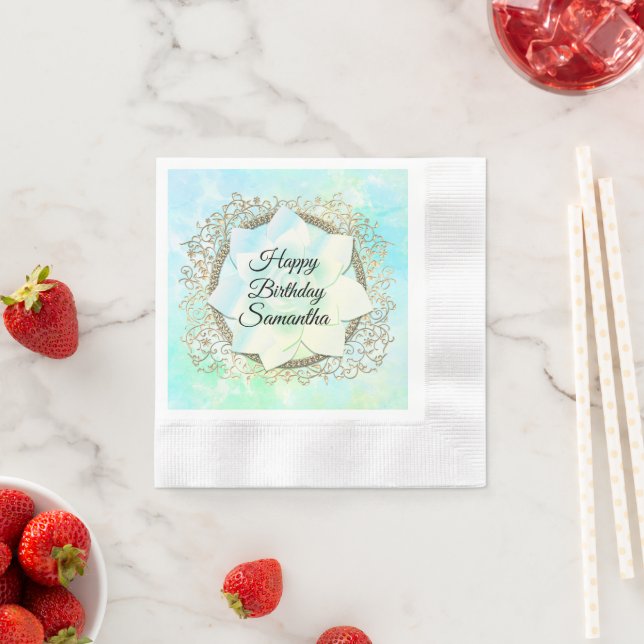 Dreamy Pastels Lotus Flower Birthday Napkins (Insitu)