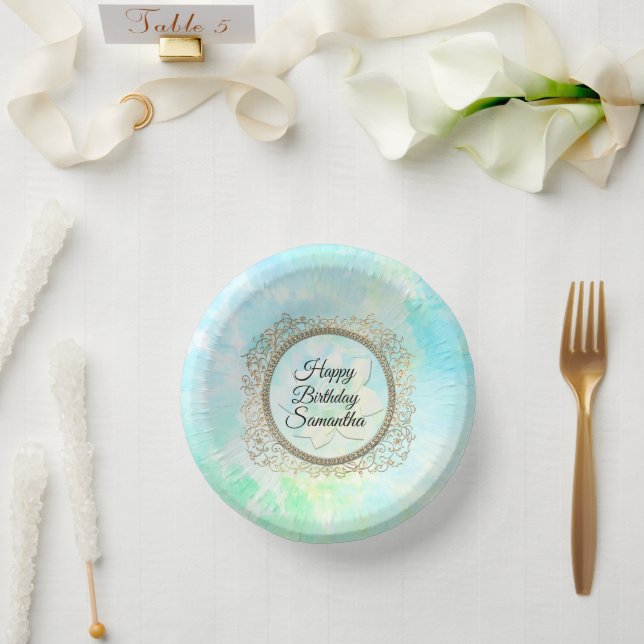 Dreamy Pastels Lotus Flower Personalized Birthday Paper Bowls (Wedding)