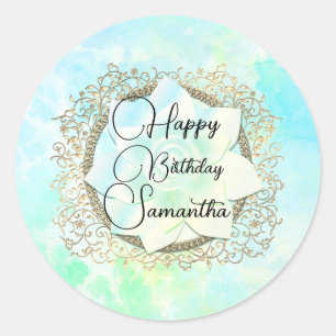 Dreamy Pastels Lotus Flower Personalized Classic Round Sticker