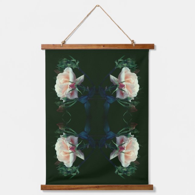 Dreamy Peach Rose Abstract Hanging Tapestry (Front)