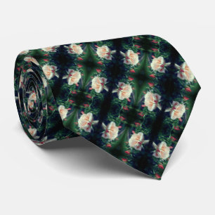 Dreamy Peach Rose And Buds Abstract Neck Tie