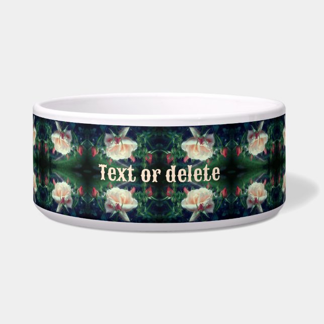 Dreamy Peach Rose And Buds Abstract Personalized Bowl (Front)