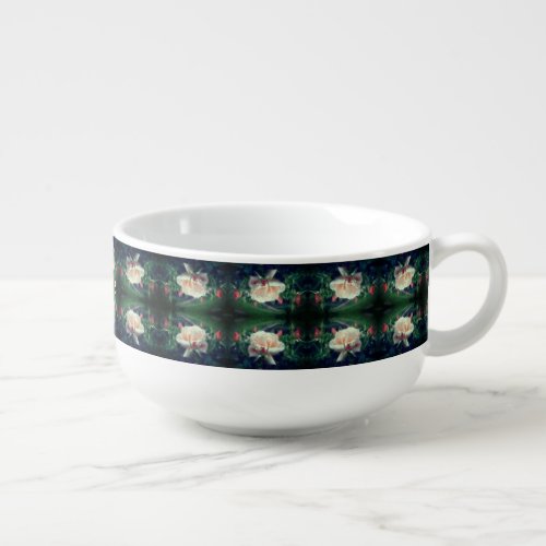 Dreamy Peach Rose And Buds Abstract Personalized Soup Mug