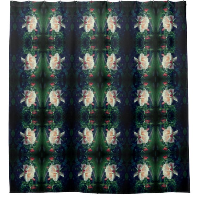 Dreamy Peach Rose And Buds Floral Pattern Shower Curtain (Front)