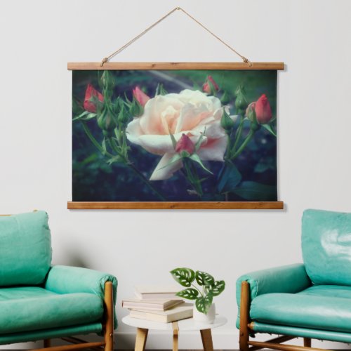 Dreamy Peach Rose And Buds   Hanging Tapestry