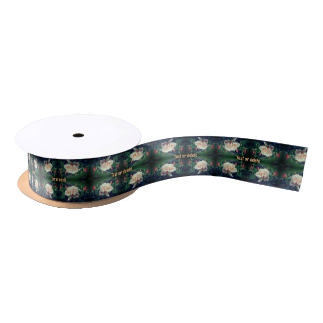 Dreamy Peach Rose And Buds Personalized Satin Ribbon (Spool)