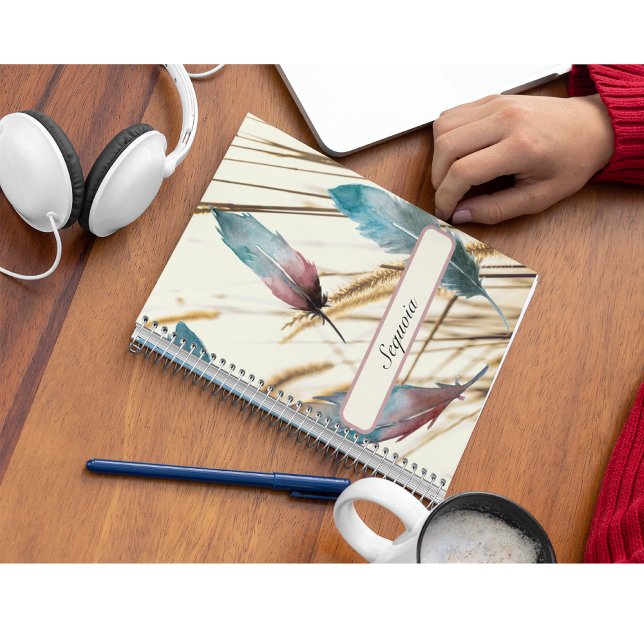 Dreamy Personalized Teal Rose Feather Journal (Creator Uploaded)