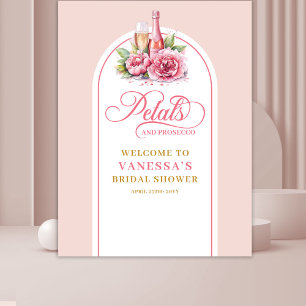 Dreamy petals and prosecco bridal shower backdrop