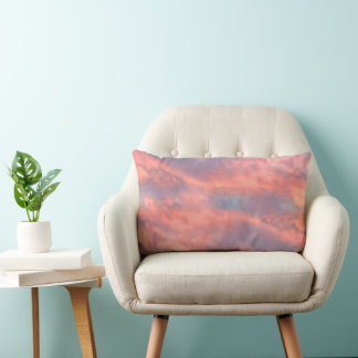 Dreamy Pink Aesthetic Sunset Clouds Lumbar Pillow