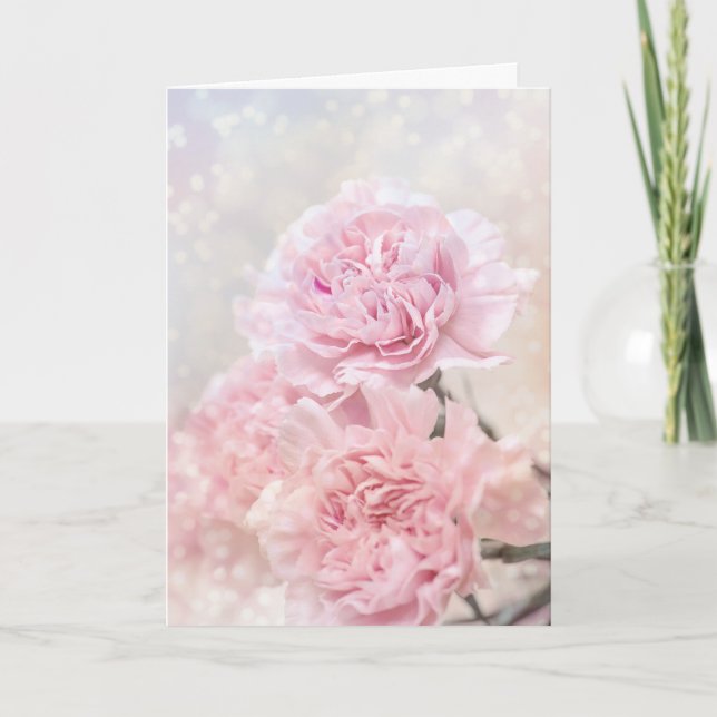 Dreamy Pink Carnations Customizable Birthday Card (Front)