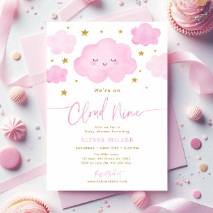 Dreamy Pink Cloud Nine Baby Shower Invitation