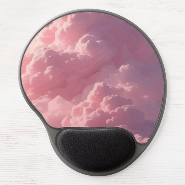 Dreamy Pink Clouds Aesthetic Ergonomic Gel Mousepa Mouse Pad (Front)