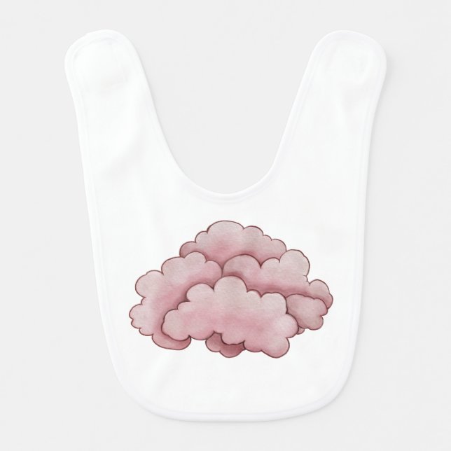Dreamy Pink Clouds Design - Soft and Whimsical Baby Bib (Front)