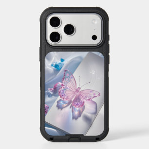 Dreamy Pink Crystal Butterfly Silk Background iP iPhone 17 Pro Max Case
