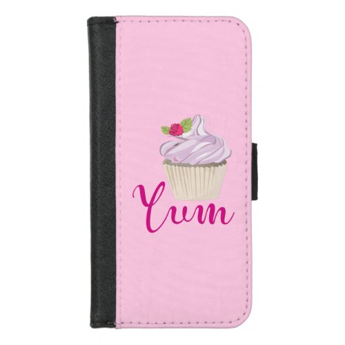 Dreamy Pink Cupcake with Raspberry Yum iPhone 87 Wallet Case