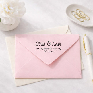 Dreamy Pink Floral Return Address Rubber Stamp