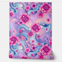 Dreamy Pink Floral Swirl on Pastel Watercolor