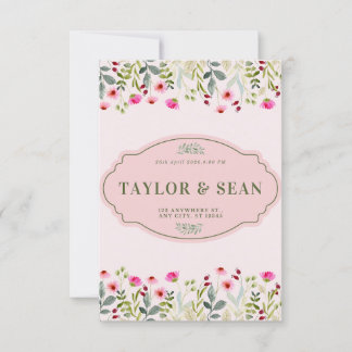 Dreamy Pink Floral Wedding Invitation