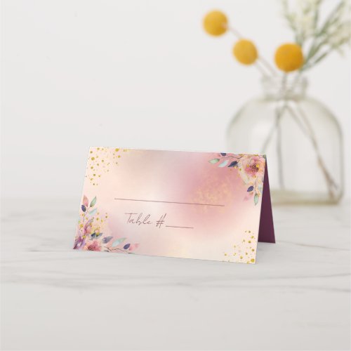 Dreamy Pink Floral Wedding Place Card