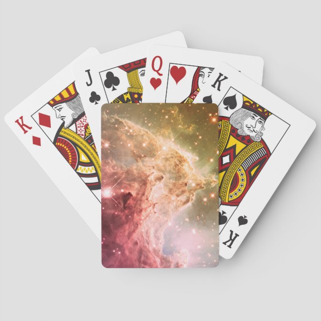 Dreamy Pink Orange Ombre Beautiful Nebula Poker Cards (Back)