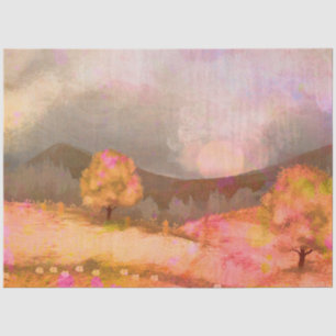 Dreamy Pink Orange Watercolor Landscape Tissue Paper