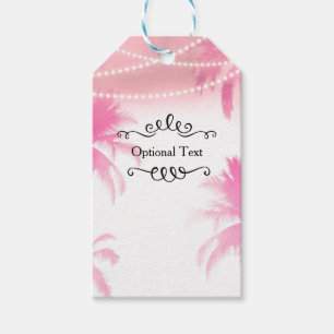 Dreamy Pink Palm Trees & String Lights Favor Gift Tags