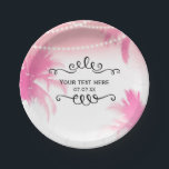 Dreamy Pink Palm Trees & String Lights Party Paper Plates<br><div class="desc">Customize with any text. Matching items are available.</div>