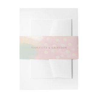 Dreamy Pink Pastel Abstract Art Wedding Invitation Belly Band