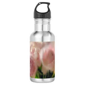 Dreamy Pink Peonies in White Vase Stainless Steel Water Bottle