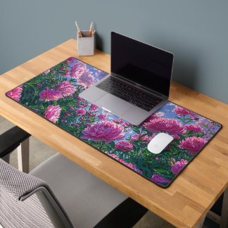 Dreamy Pink Peony Garden Art Desk Mat