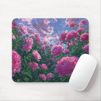 Dreamy Pink Peony Garden Art Mouse Pad