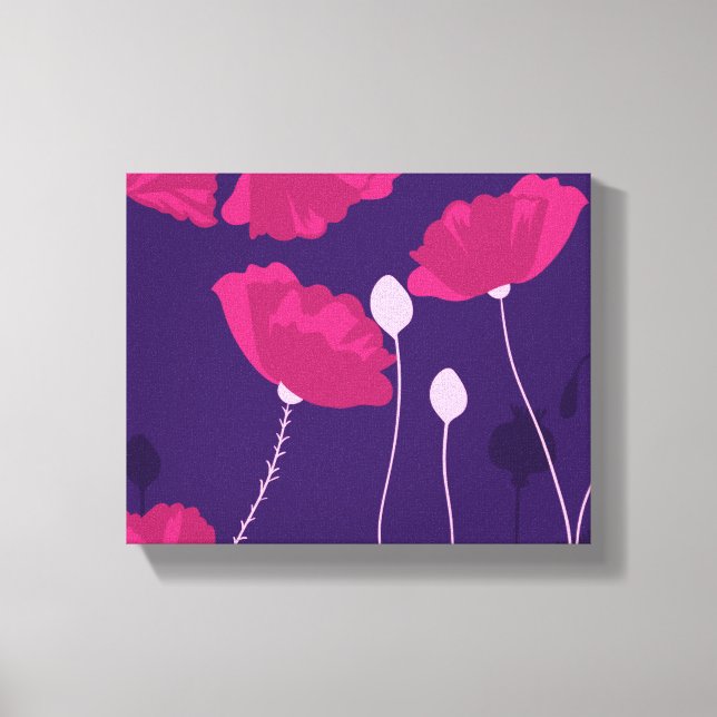 Dreamy Pink Poppy Floral Pattern Canvas Print (Front)