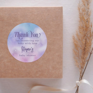 Dreamy Pink Purple Heaven Sent Baby Shower Classic Round Sticker