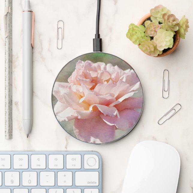 Dreamy Pink Rose Art Charger (Desk)