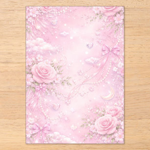 Dreamy Pink Rose Floral Pearls Bows Sparkle Pastel Acrylic Invitations